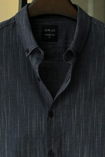 Dark Navy & White Fine Pinstripe Shirt