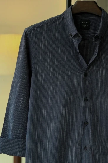 Dark Navy & White Fine Pinstripe Shirt