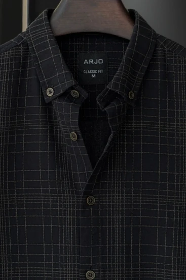 Black With Olive Windowpane Shirt