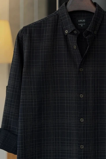 Black With Olive Windowpane Shirt