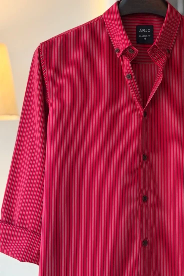 Red With Black & White Pinstripes Shirt