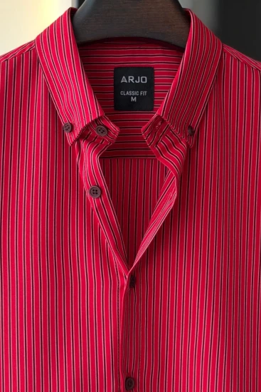 Red With Black & White Pinstripes Shirt