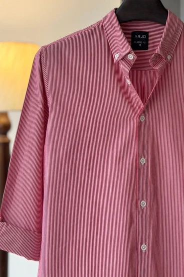 Cherry Red With White Pinstripes Shirt