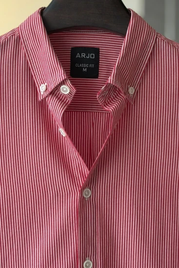 Cherry Red With White Pinstripes Shirt