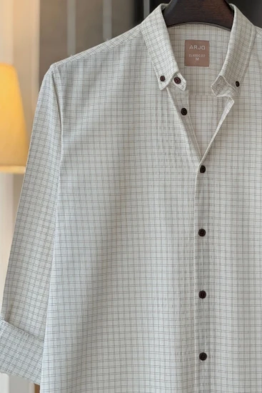 Off-White With Brown Windowpane Check Shirt