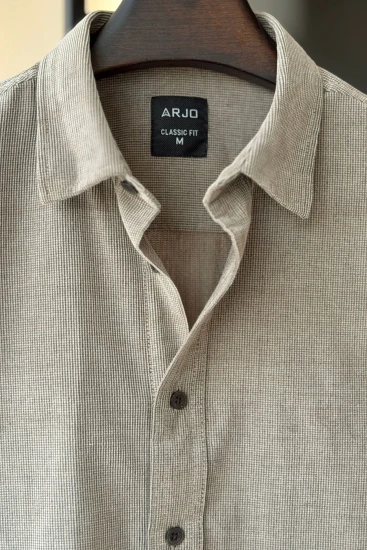 Warm Taupe Waffle Textured Shirt