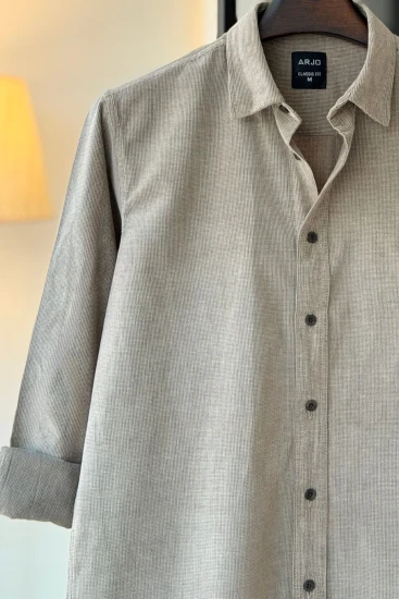 Warm Taupe Waffle Textured Shirt
