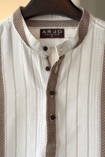 Off-White Waffle-Weave Geometric Trim Katua