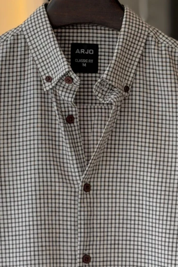 Dark Brown & Off-White Gingham Check Shirt