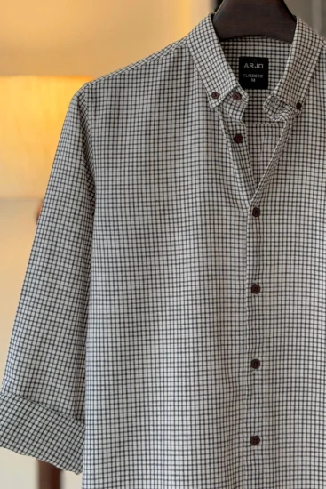 Dark Brown & Off-White Gingham Check Shirt