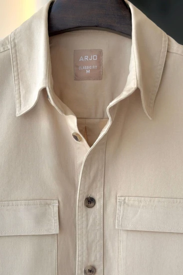 Sage Beige Dual Flap Pocket Over Shirt