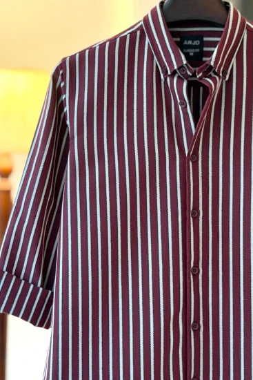 Maroon with White Chevron Stripes Shirt
