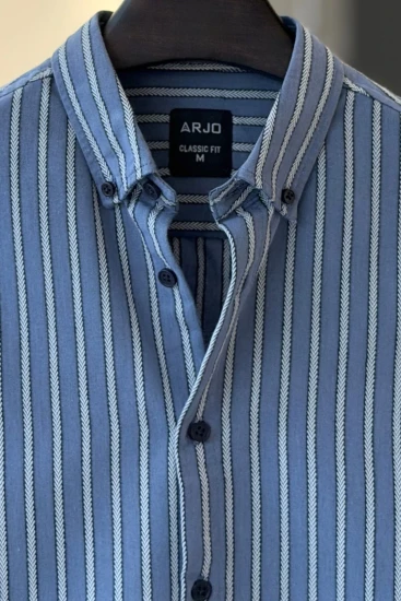 Slate Blue with White Chevron Stripes Shirt