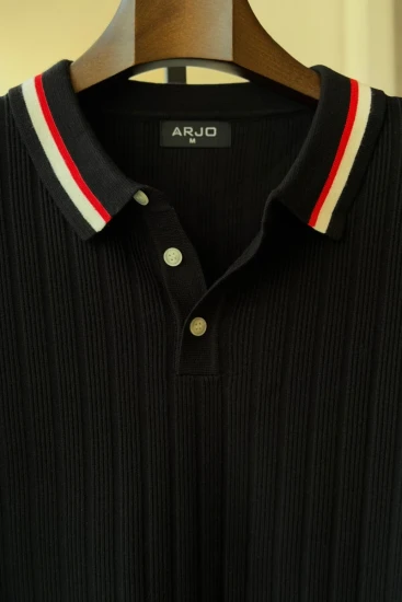 Black knit Polo Shirt