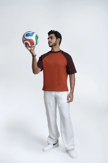 Rusty Orange with Chocolate Raglan Drop-Shoulder Premium AirFlex T-Shirt