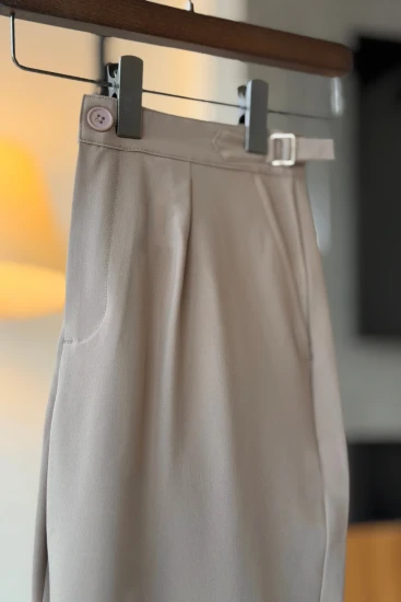 Gray Pleated Straight Fit Pant