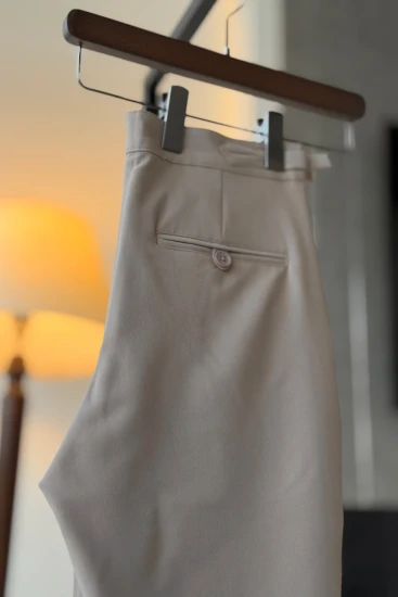 Gray Pleated Straight Fit Pant
