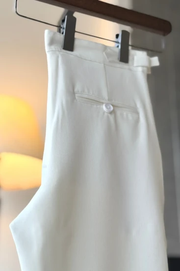 White Pleated Straight Fit Pant