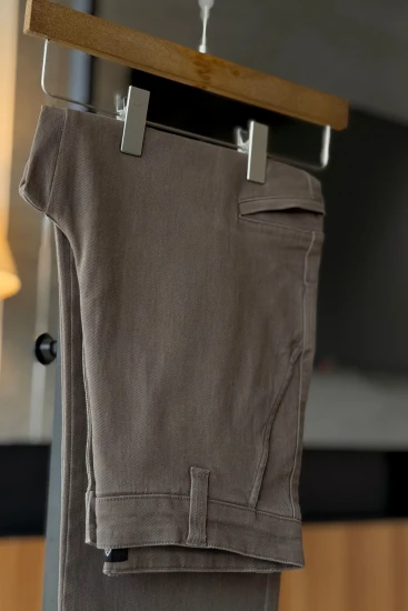 Matte Mocha Brown with Side-Welt Pocket Straight Fit Pant