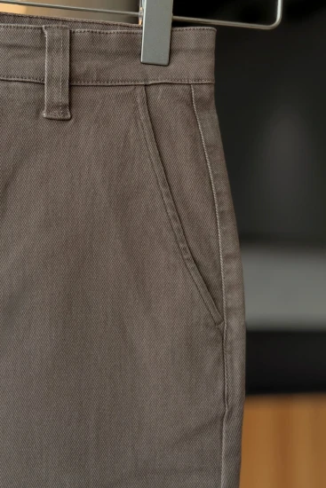 Matte Mocha Brown with Side-Welt Pocket Straight Fit Pant