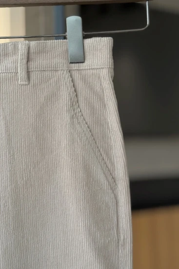 Smokey Taupe Corduroy Straight Fit Pant