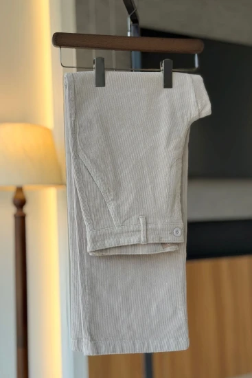 Smokey Taupe Corduroy Straight Fit Pant