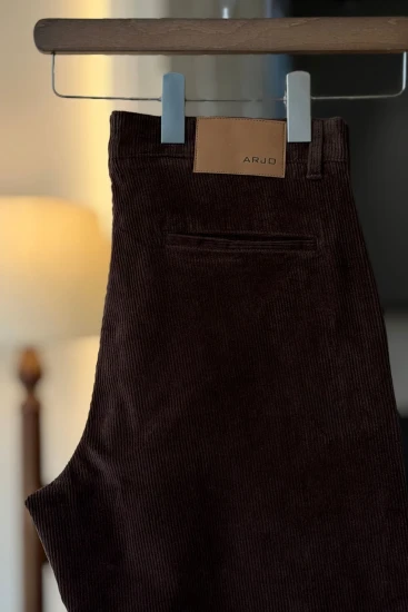 Dark Chocolate Corduroy Straight Fit Pant