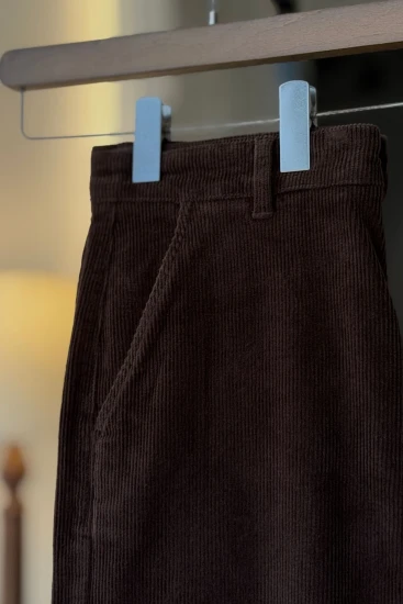 Dark Chocolate Corduroy Straight Fit Pant