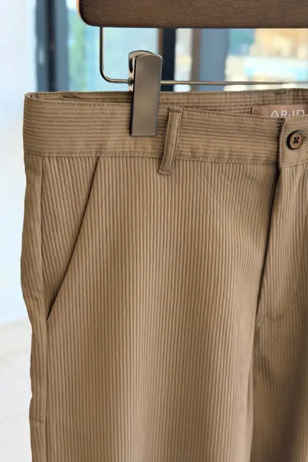 Beige corduroy textured cotton blended (for all season)