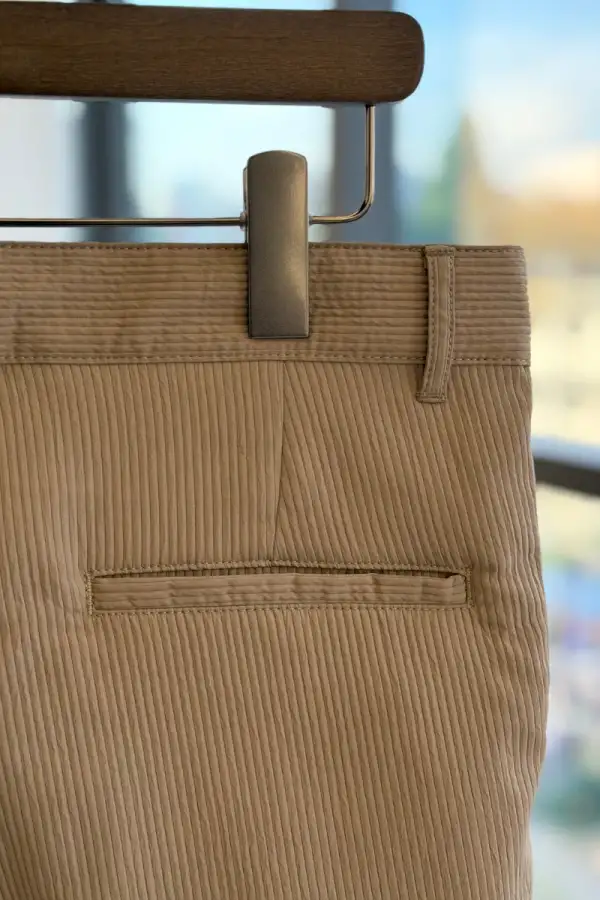 Beige corduroy textured cotton blended (for all season)