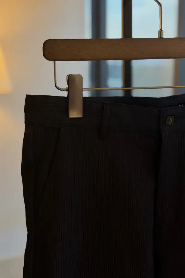 Black corduroy textured cotton blended (for all season)