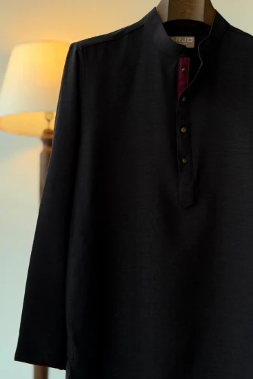 Black With Maroon Placquet Panjabi