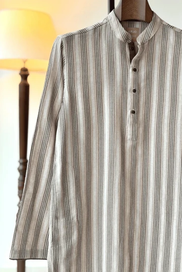 Light Ash Grey With Black And Dark Brown Vertical Stripes
