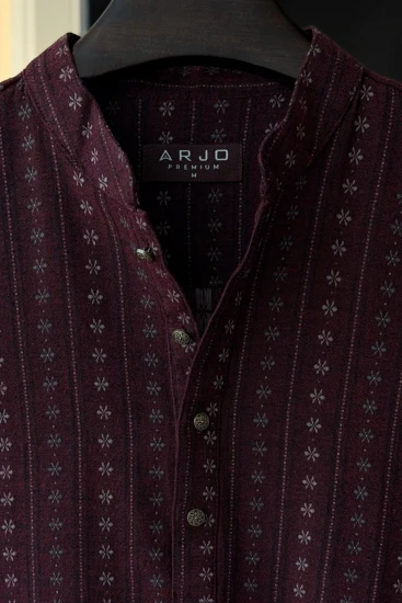 Dark Maroon With Jacquard Stripe Panjabi