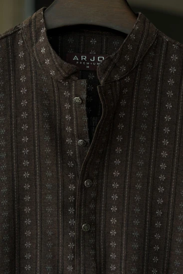 Taupe Brown With Jacquard Stripe Panjabi