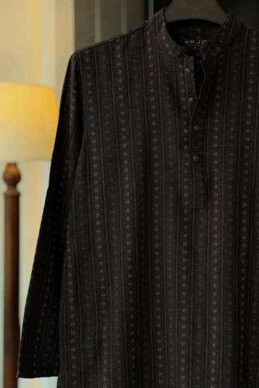 Taupe Brown With Jacquard Stripe Panjabi