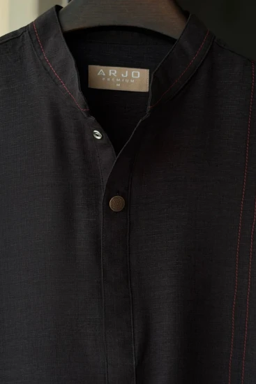 Black with Deep Berry Thread Work Panjabi
