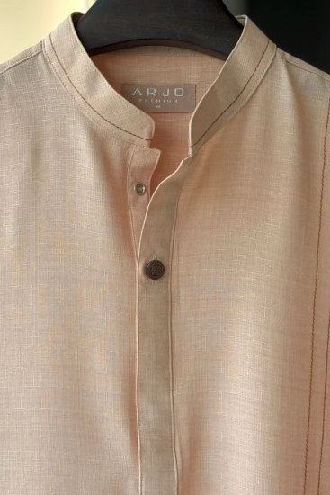 Peach Cream with Camel Brown Thread Work Panjabi