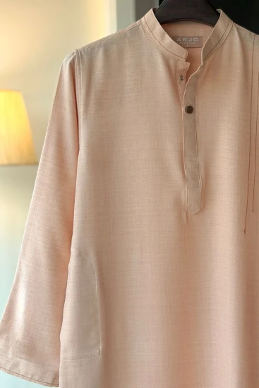 Peach Cream with Camel Brown Thread Work Panjabi