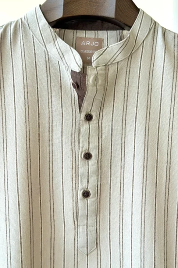 Stone Grey With Brown Pinstripes