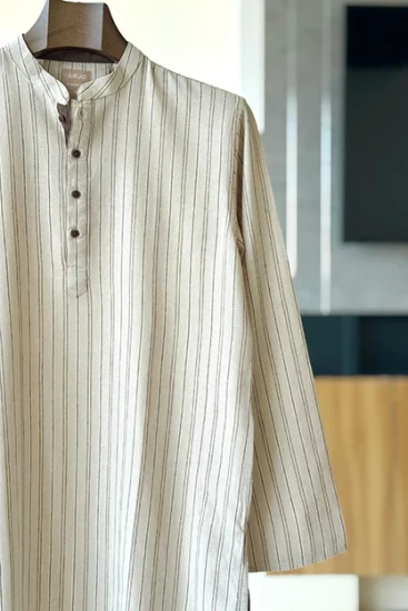 Stone Grey With Brown Pinstripes