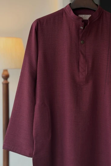 Deep Berry with Black Thread Work Panjabi