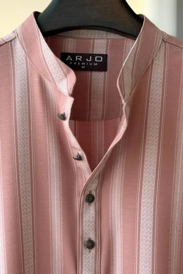 Peach Pink with White Intricate Stripes Premium Panjabi)