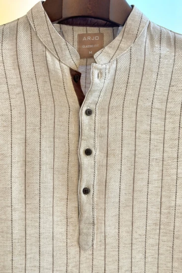 Light Ash Grey With Beige Pinstripes