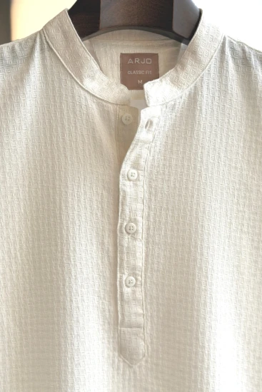 White Grid Textured Panjabi