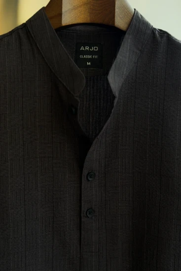 Dark Ash Grey Grid Stripes Panjabi