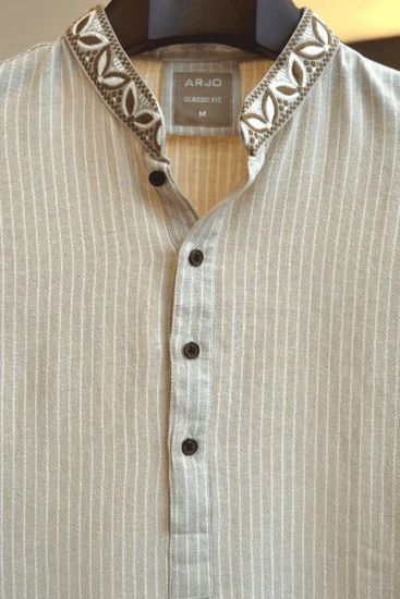 Creamy Beige Stripes Panjabi