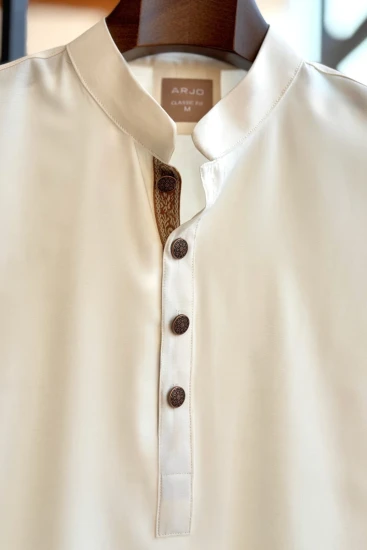 Classic Off White Panjabi with Embroidered Placket