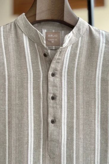 Greenish Beige with White and Beige Striped Panjabi