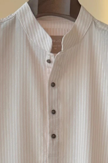 Pastel Pearl Pink with White Textured Stripe Panjabi